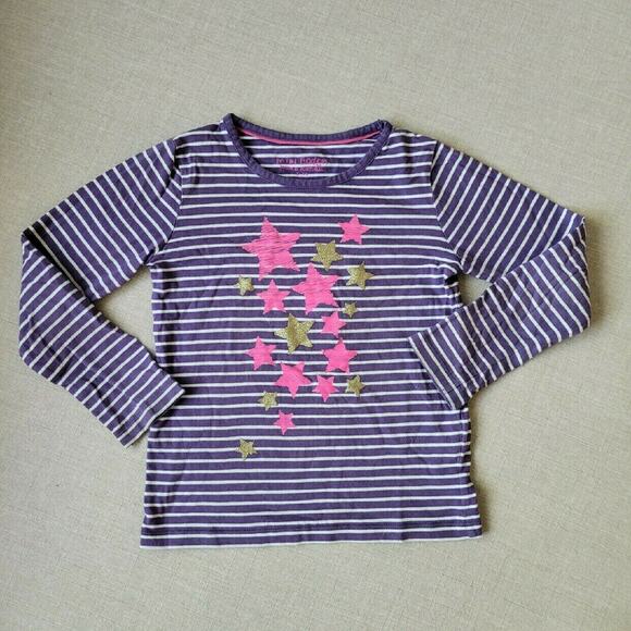 Mini Boden Purple Striped Start Print Tee - Picture 2 of 7